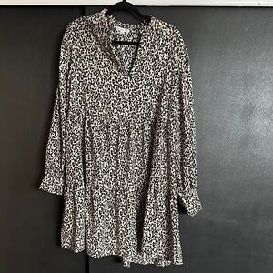 Leopard Print Long Sleeve Dress